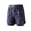 Li-Ning Full Print Fitted Lining Comfortable Fake Two-Piece Swim Trunks Men Swimwear Biscay-Blue LSKU109-A