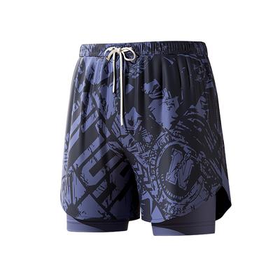 Li-Ning Подкладка с принтом, удобные плавки-шорты из двух частей, мужские плавки цвета бискайского моря LSKU109-A