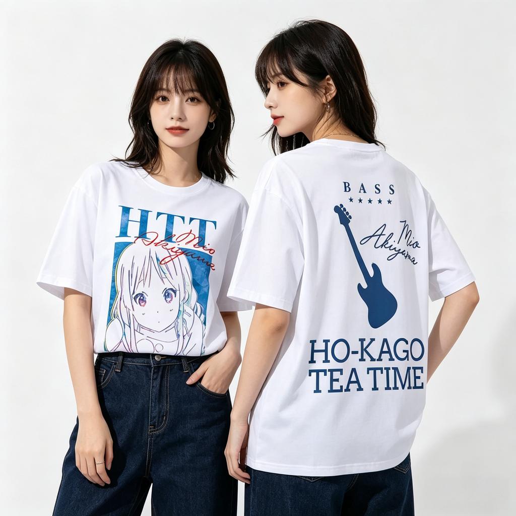 K на Юи Хирасава HTT Ho Kago Tea Time Аниме Футболка 100% Хлопок Оверсайз Повседневная С коротким рукавом Белый Топ 2026 Новый