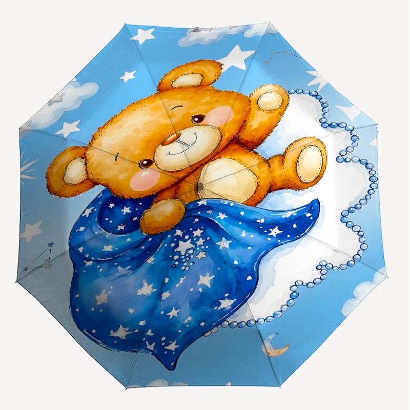 1PC Bear Cloud Umbrella-8-Rib Reinforced, Automatic Open, Lightweight & Durable, Fashion Accessory for Outdoor, J0407