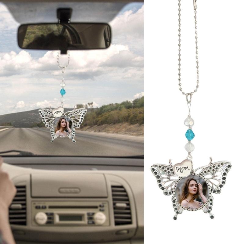 Stylish Silver Butterfly Shaped Car Interior Accessory Sublimation Blank Rearview GlassesPendant Auto Auto Hangings