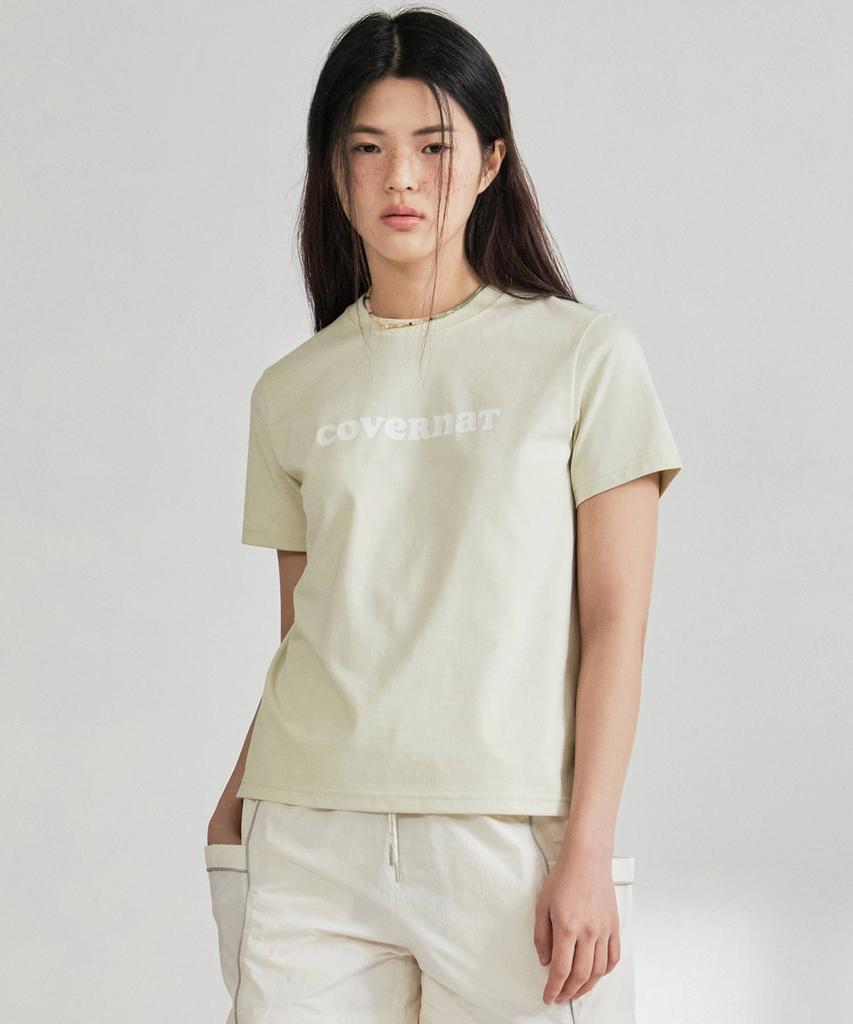 COVERNAT WOMAN Regular Fit Cooper Logo T-Shirt Light Green