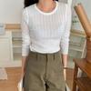 New Arrivals Open Run Women Sheer Rib Slim Long Sleeve Knit Inner