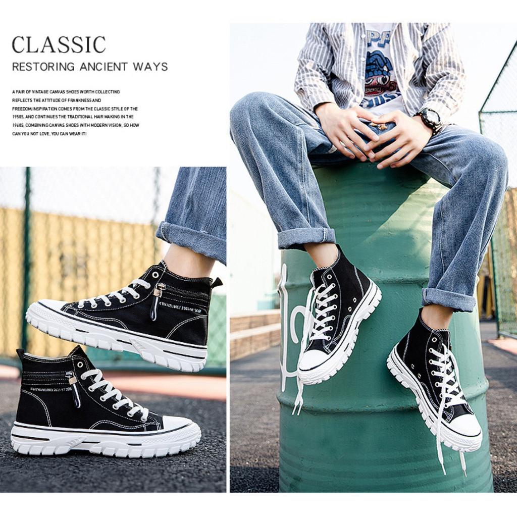 Дышащая парусиновая обувь, мужская обувь с высоким берцем для студентов, мужская обувь в стиле Tide в Гонконге, корейская версия модной повседневной обуви