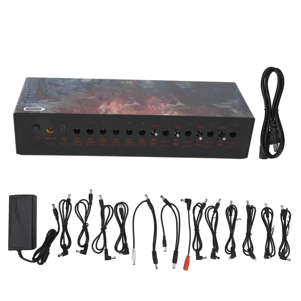 Guitar Effect Pedal Power Supply with Adapter True Isolated Pedalboard Power Supply High Power Adjustable Output
