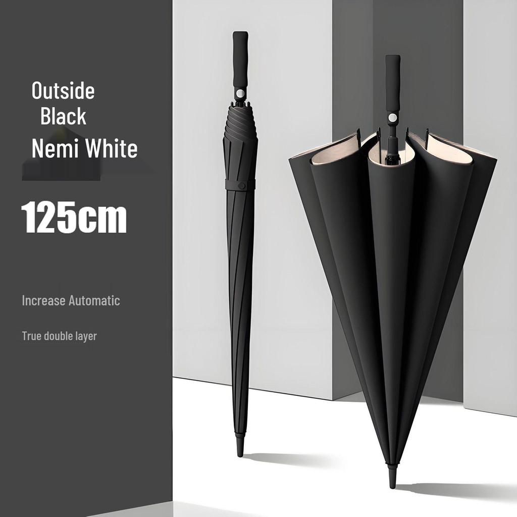 Мужской очень большой двухслойный зонт с длинной усиленной ручкой для двух или трех человек, штормоустойчивый и прочный.