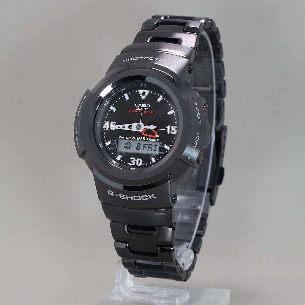 Мужские часы Casio G-Shock AWM-500-1AJF Full Metal с черным ионным покрытием, Tough Solar Multi Band 6, Аналого-цифровые, Японская внутренняя модель, JDM