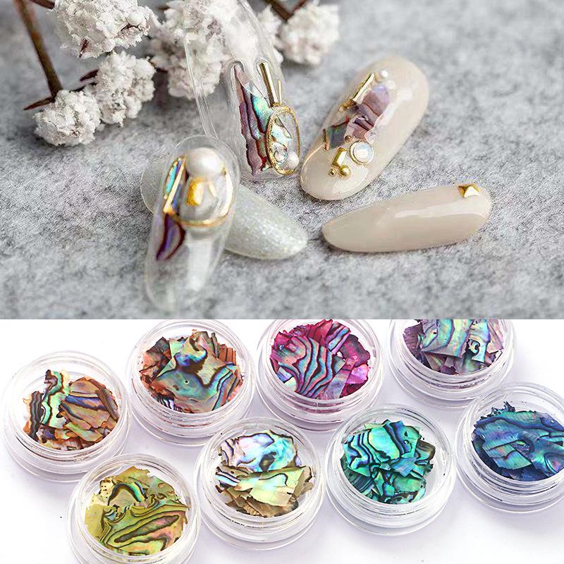 12pcs Nail SeaShell Slices Particle Crushed Shell Manicure Set Thin Nail Art Glitter Decoration Tool