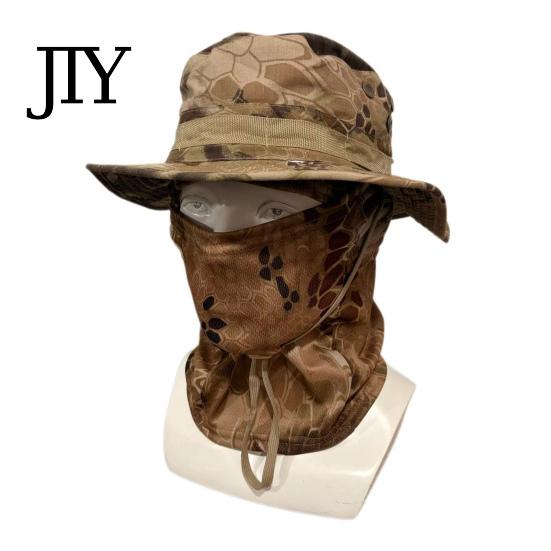 Sun Protection Hat Camouflage with Balaclava Face Mask, UV Men Wide Brim Hat, Breathable Bucket for Outdoor Fishing Hiking Cycling
