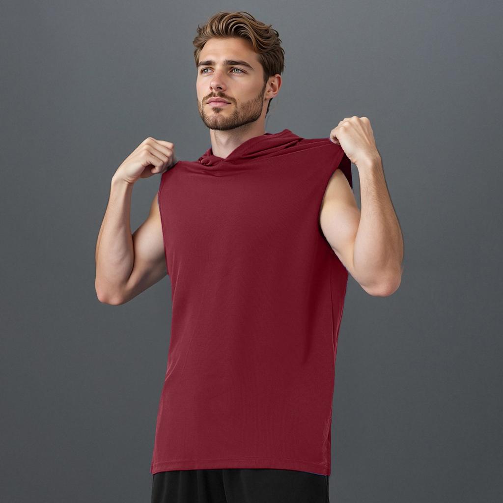 Мужская майка, плотный жилет с капюшоном, повседневная футболка без рукавов