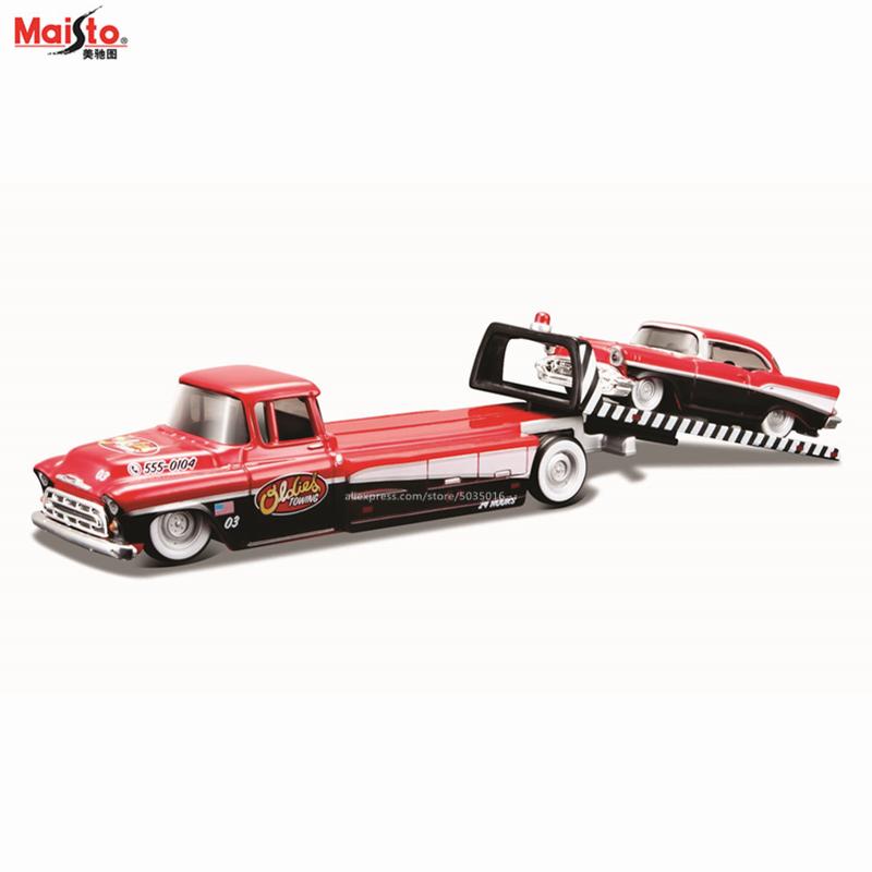 AAAOO1 Maisto 1:64 FLATBED/1988 BMW M3 E30 1965 FORD MUSTANG elite transport Die-casting car model collection gift toy
