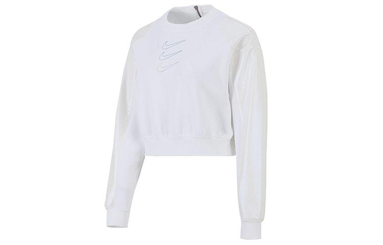 Nike Толстовки Женские Белые С Круглым Вырезом Утепленные Обычные DM7658-100