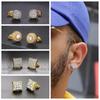 Men Trend Hip Hop Piercing Ear Accessories Gold Plated Gold Silver Zircon Earrings Diamond Ear Studs Studs Earrings Blinking