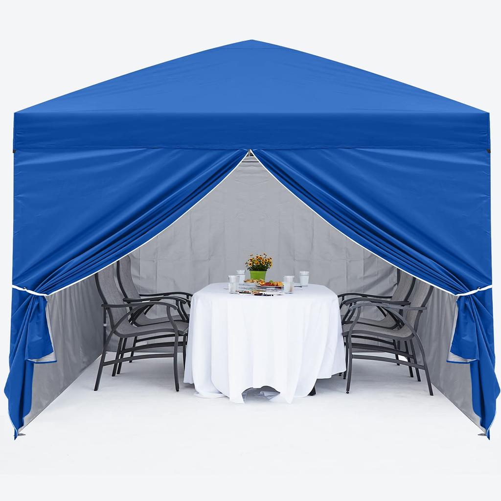MASTERCANOPY брезентовая палатка с боковыми стенками и окном, комплект из 4 уличных стальных каркасов, простая сборка для кемпинга, коммерческая, однокнопочная штора/боковая часть (3М, Синий)