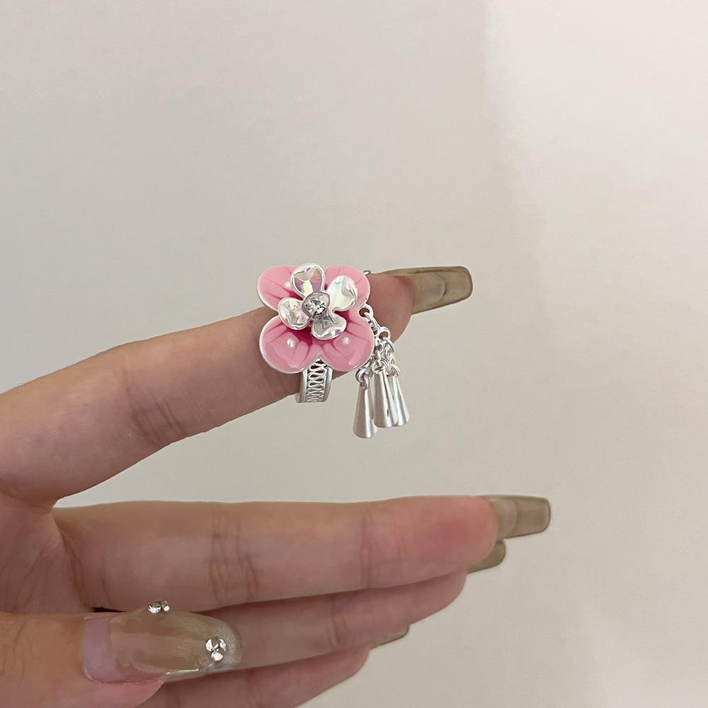 Белый Ирис Цветок Эмаль Кольцо на Палец Орхидея-Бабочка Французское Неправильной Формы Кольцо Женщины