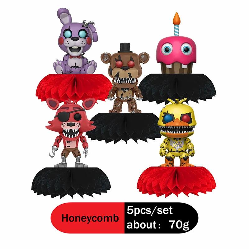 FNAF Хоррор Игра Фредди Бонни Чика Фокси Украшения для Дня Рождения 5 шт. Сотовые Центральные Элементы Стола Тематические Принадлежности для Вечеринки