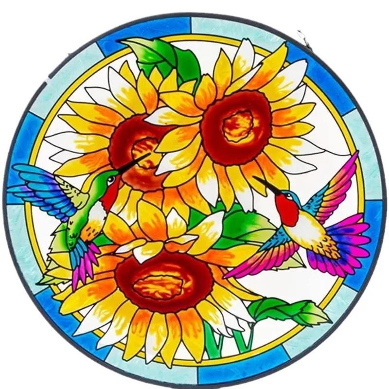 Stained Glass Suncatcher Cardinal Hummingbird Kingfisher Double Side Acrylic Panel Window Hanging Decor Ornament Bird Lover Gift