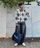 CUZNELLO Blend Argyle V-Neck Knit_Charcoal