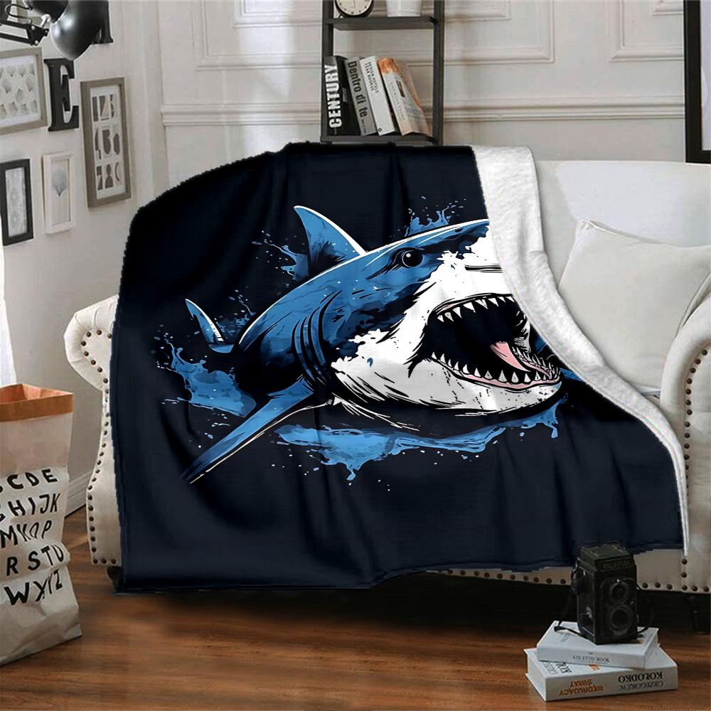 1pc shark ocean Throw Blanket Soft Flannel, Cozy All Season Polyester Perfect for Home, Office