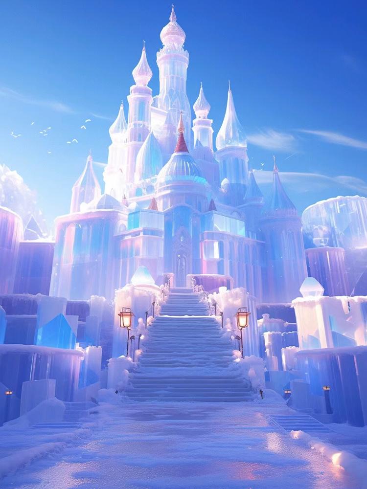 DIY 5D Полная круглая алмазная вышивка Замок Картина Дом Мозаика Вышивка крестом Пейзаж Зимняя картина Украшение