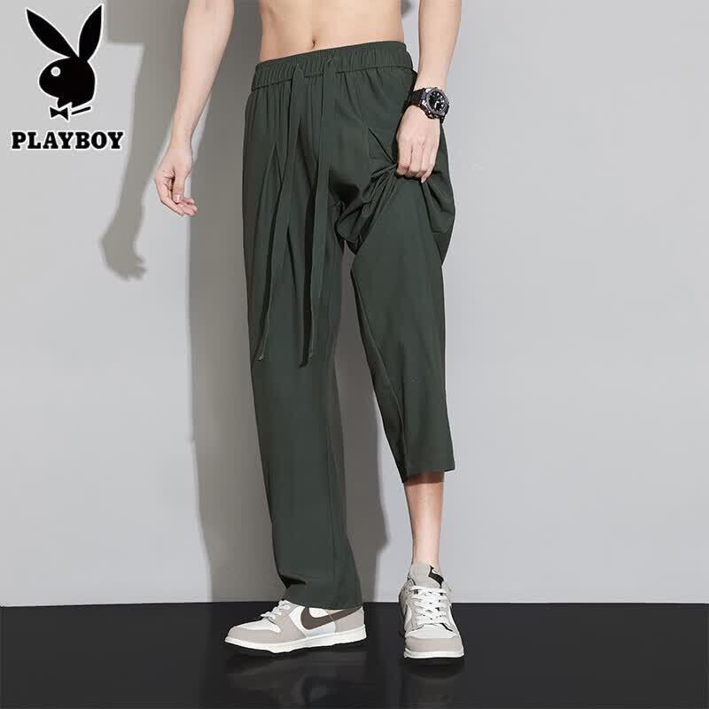 PLAYBOY Мужские повседневные брюки из ледяного шелка свободного кроя с прямыми штанинами