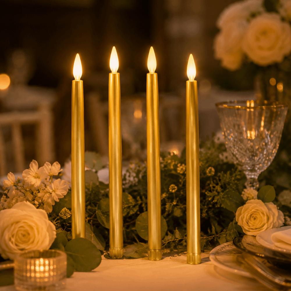 4 Pcs Warm Light Taper Candles Flameless LED Candle Sticks LED Taper Candles  Halloween Decor