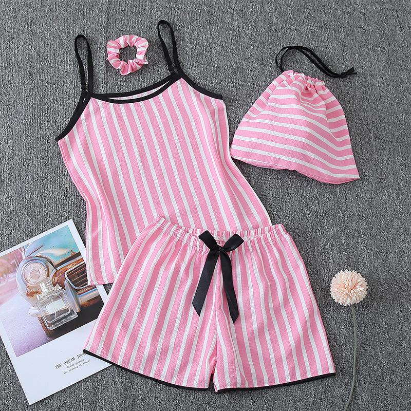 Комплект хлопковой пижамы для парного ношения родитель-ребенок - Женская майка и шорты с детской домашней одеждой из 7 предметов.