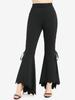 Rosegal Plus Size Lace Up Side Scalloped Hem Solid High Low Asymmetric Flare Pants