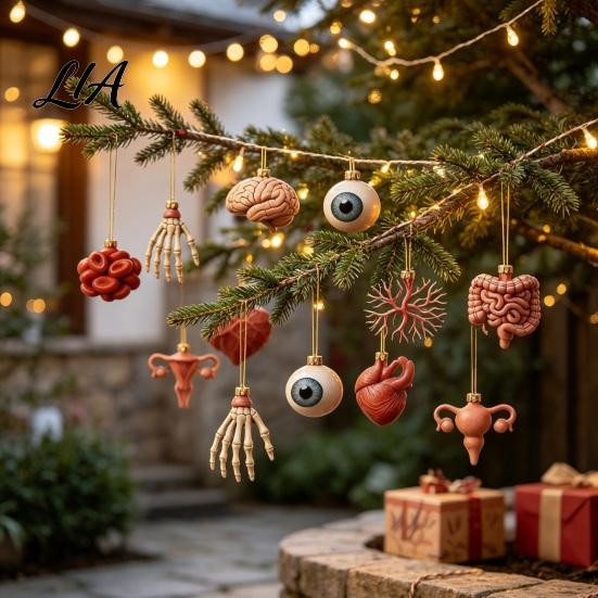 Human Organ Ornaments 2026 Anatomy Advent Calendar, 24-Day Body Ornament Set, Anatomical Creative Science Decor Hanging for Christmas Tree,