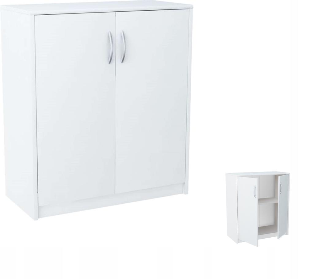 Chest Of Drawers 2D White Two-Door Bookcase With Shelf