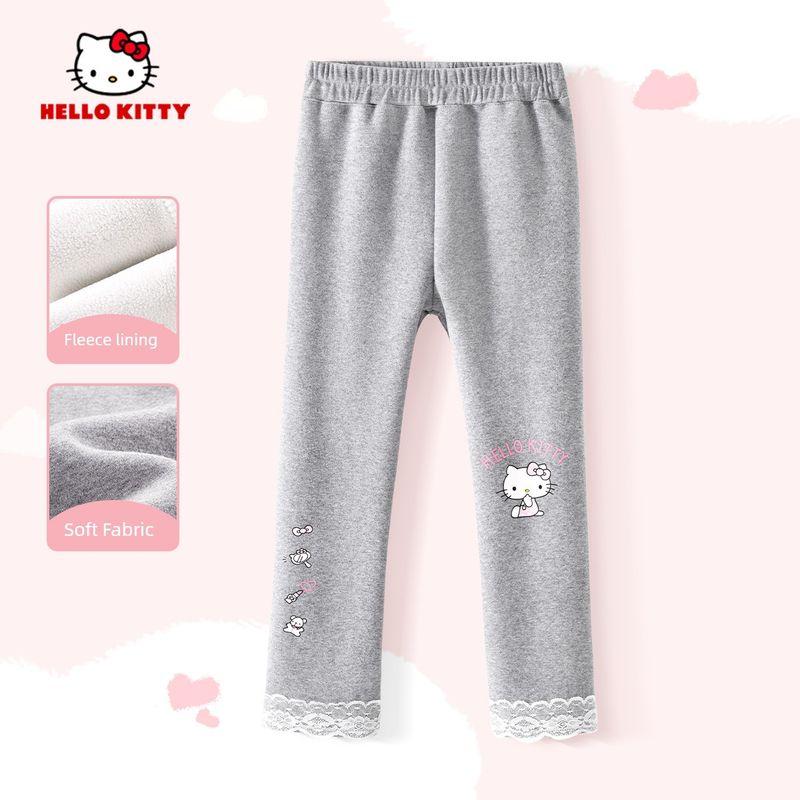 Флисовые леггинсы для девочек Hello Kitty, Осенние детские штаны, Милые штаны для девочек для йоги, Длинные штаны для детей постарше