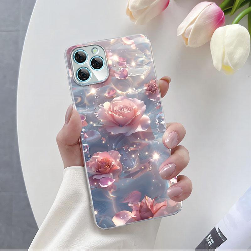 Для Blackview A95 A85 A80S A100 Чехол Роскошный Чехол для Телефона Для Blackview A200 Pro A80 Цветок Прозрачный Мягкий Силикон Защитная Крышка