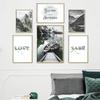 Art Print Canvas Painting Nordic Wall Art Picture Home Decor Lake Hut Boat Alpine Scenery Quote Islamic Calligraphy Poster