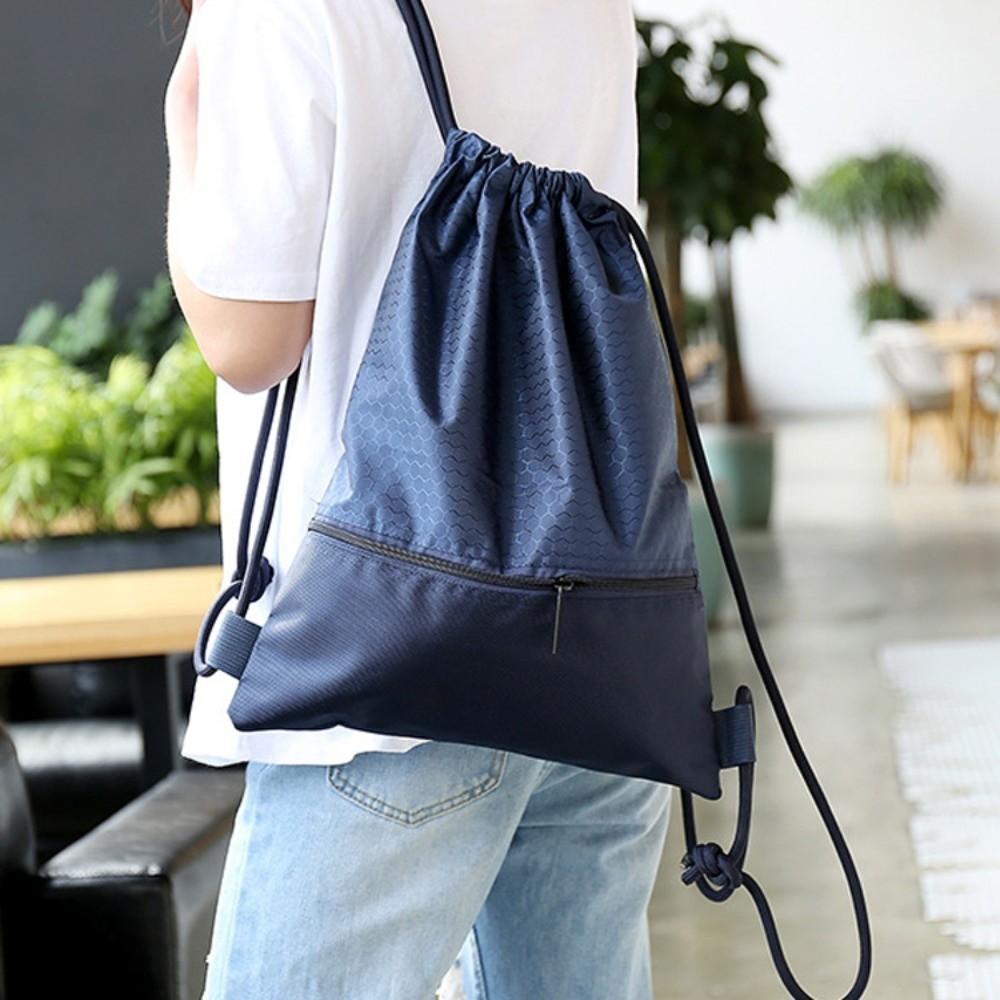 Waterproof Fitness Drawstring Bag Solid Color Drawstring Pocket Casual Drawstring Backpack Gym