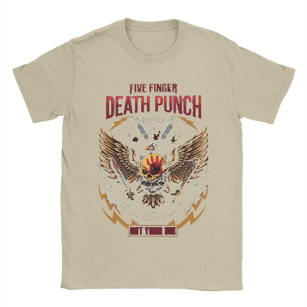 Five Finger Death Punch T Shirts for Men Pure Cotton Novelty TShirt Round Neck Tee Shirt Short Sleeve Tops Plus Size