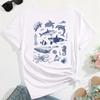 Summer Fashion Unisex Loose Vacation Tops Short Sleeve Cotton Vintage Graphic Tees With Undersea Life Pattern On The Back TShirt