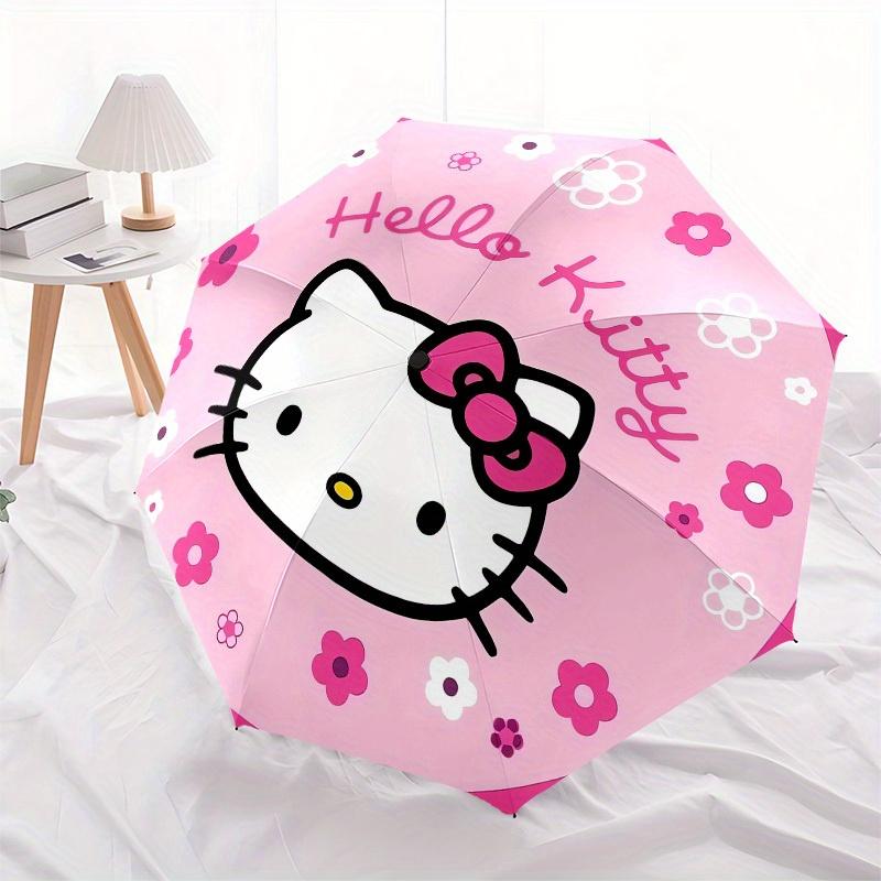 1 шт. Розовый круглый зонт Hello Kitty с цветочным рисунком и пластиковой ручкой, подходит для всех сезонов, для дома, путешествий, улицы. Sanlio113