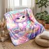 Underwater Cat and Fishes Theme blanket Lightweight Warm Flannel Blanket Decorative Throw Blanket for Home Decoration