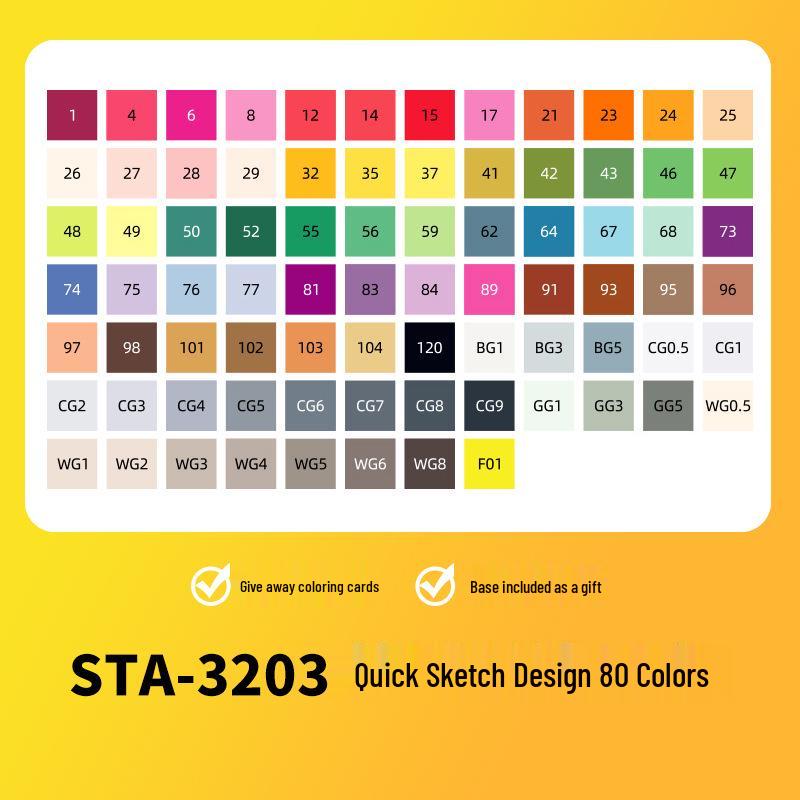 Двусторонние маркеры на масляной основе Sta 3203 - Быстросохнущие для студенческого творчества и дизайна интерьера.