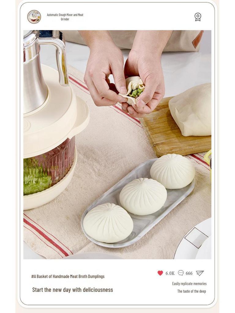 Автоматическая тестомесильная машина и мясорубка Dingsheng 5 л с управлением в одно касание