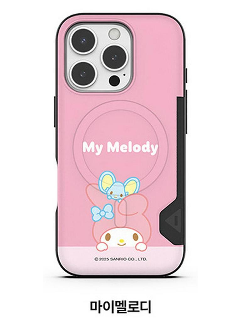 Магнитный защитный чехол Hello Kitty & Kuromi для iPhone 17 Pro Max со слотом для карт