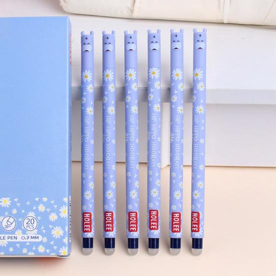 Стирающаяся ручка 0,7 мм с черными чернилами, с мягкой рукояткой, приятной для кожи, с милыми колпачками в виде животных, кнопочный механизм, перезаправляемые ручки, школьные принадлежности