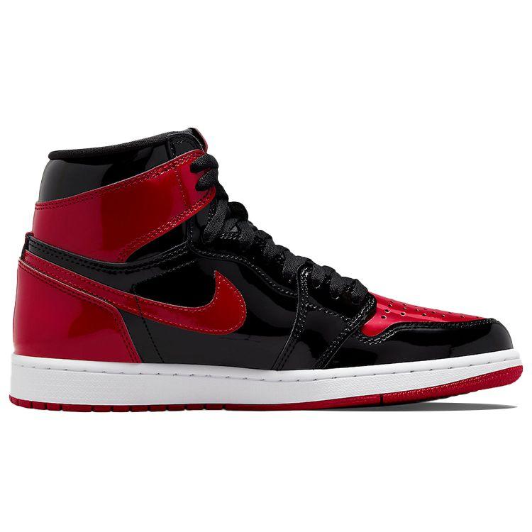 Air Jordan 1 Retro High OG Patent Bred Unisex Sneakers Black White Varsity-Red 555088-063