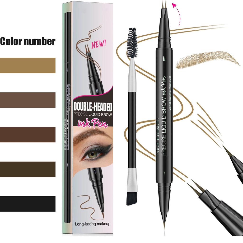 5 Colors Eyebrow Pen Brow Pencil With Hair Like Strokes 4 Tipped Brow Pencil With Fiber Micro-Fork Tips Applicator Creates Creates