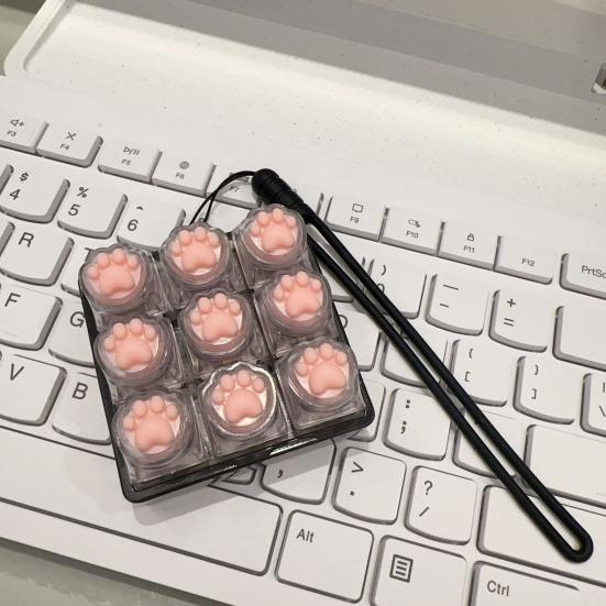 Cat Paw Fidget Keyboard Relief 9-Keys Clicker Keychain Office Keyboard Finger Toy Stress School Travel Decompression