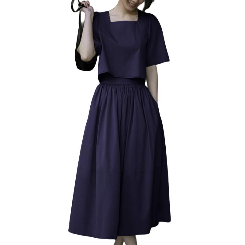 ZANZEA Женский летний костюм из двух частей: блузка с коротким рукавом и широкие брюки