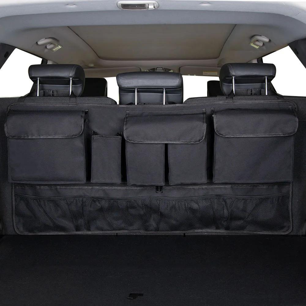 High Capacity Adjustable Car Storage Box Backseat 5 Bag Trunk Organizer Multi-use PU Leather Car Seat Back Organizers with Bag