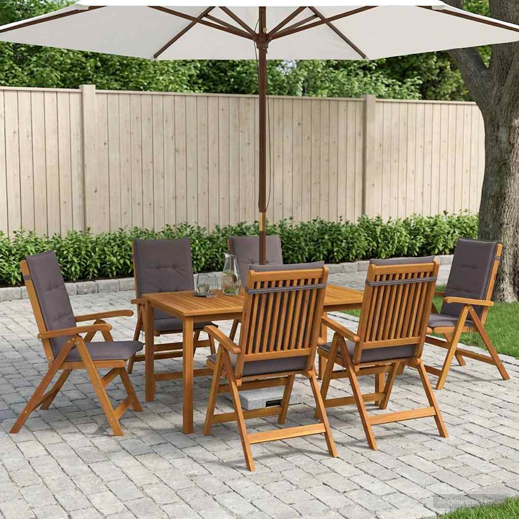 7 piece Garden Dining Set Natural Solid Wood Acacia