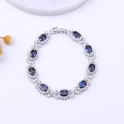 Европа и новый браслет Four leaf AAA Zircon для девочек с медной инкрустацией цветными камнями