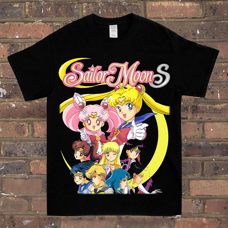 Anime Cartoon Short-sleeved Loose Round Neck Summer New Retro Fashion Men's and Women's Streetwear